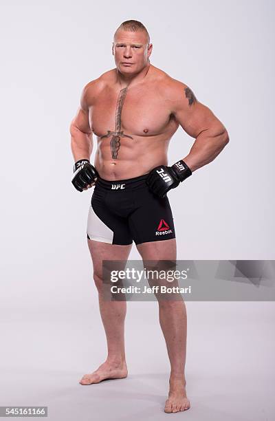 Brock Lesnar of Canada poses for a portrait during a UFC photo session at the Monte Carlo Resort and Casino on July 5, 2016 in Las Vegas, Nevada.