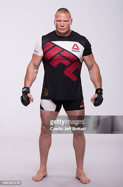 Brock Lesnar of Canada poses for a portrait during a UFC photo session at the Monte Carlo Resort and Casino on July 5, 2016 in Las Vegas, Nevada.