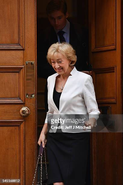 Andrea Leadsom, Member of Parliament for South Northamptonshire and Minister of State at Department of Energy and Climate Change, leaves her home in...