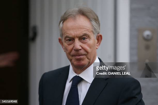 Former British Prime Minister Tony Blair leaves his home in London on July 6, 2016. - The official inquiry into Britain's role in the Iraq war...