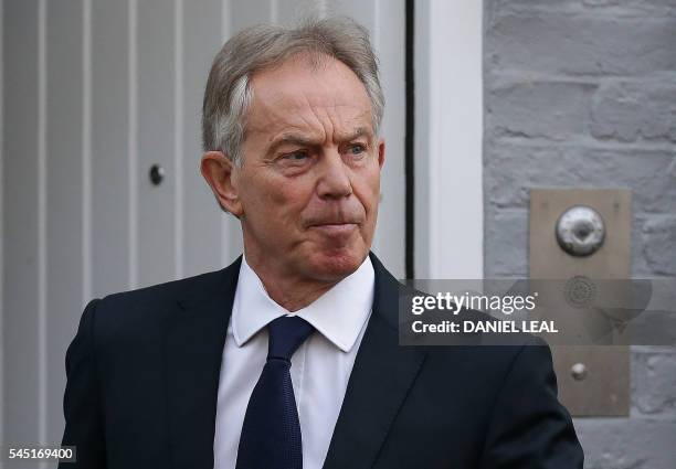 Former British Prime Minister Tony Blair leaves his home in London on July 6, 2016. - The official inquiry into Britain's role in the Iraq war...