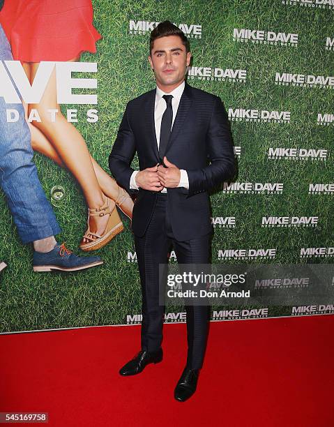 Zac Efron attends the Mike And Dave Need Wedding Dates fan premiere at Event Cinemas Parramatta on July 6, 2016 in Sydney, Australia.