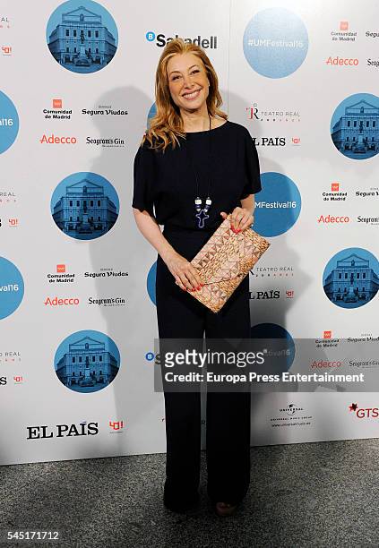 Teresa Viejo attends Rod Stewart concert at Royal Theatre on July 5, 2016 in Madrid, Spain.