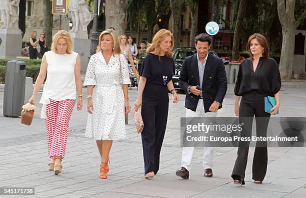 Cari Lapique , Nuria Gonzalez and Teresa Viejo attend Rod Stewart concert at Royal Theatre on July 5, 2016 in Madrid, Spain.