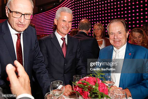 Eberhard Weiblen and Joerg Sennheiser attend the Deutscher Gruenderpreis on July 5, 2016 in Berlin, Germany.