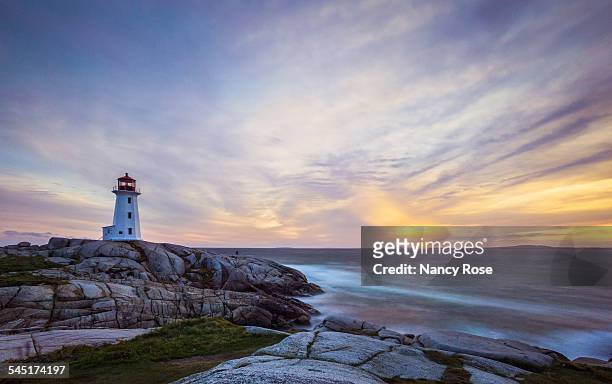 peggy's cove long exposure - lighthouse sunset stock pictures, royalty-free photos & images