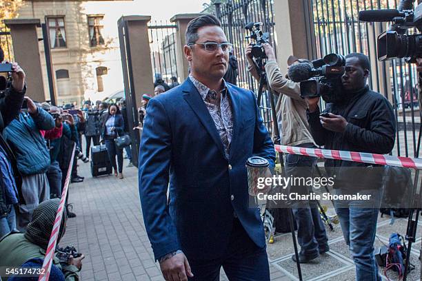 Carl Pistorius, Oscar's brother, arrives at North Gauteng High Court on July 6, 2016 in Pretoria, South Africa. Pistorius was sentenced to six years...