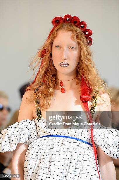 Model walks the runway during the Maison Margiela Haute Couture Fall/Winter 2016-2017 show as part of Paris Fashion Week on July 6, 2016 in Paris,...