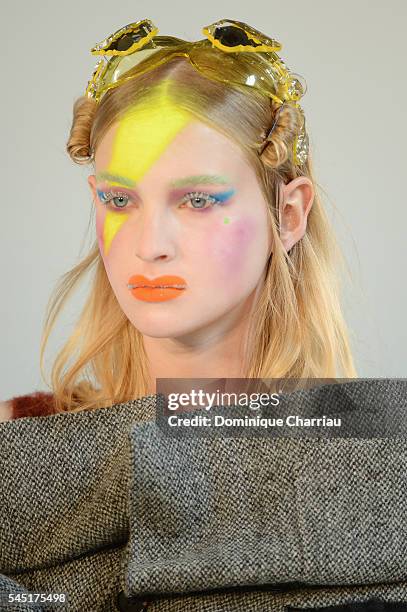 Model walks the runway during the Maison Margiela Haute Couture Fall/Winter 2016-2017 show as part of Paris Fashion Week on July 6, 2016 in Paris,...