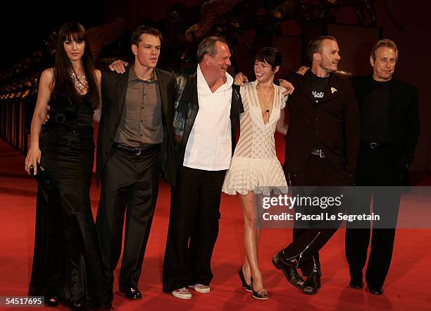 Actors Monica Bellucci, Matt Damon, director Terry Gilliam, actors Lena Headey, Heath Ledger and Chuck Roven arrive at the Premiere for the...