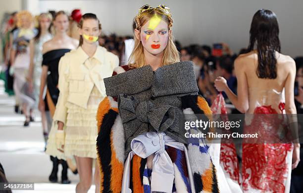 Model walks the runway during the Maison Margiela Haute Couture Fall/Winter 2016-2017 show as part of Paris Fashion Week on July 6, 2016 in Paris,...