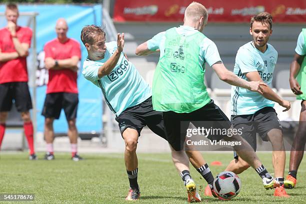 Nicolai Boilesen of Ajax, Davy Klaassen of Ajax, Robert Muric of Ajax during the pre-season summer training camp of Ajax Amsterdam on July 6, 2016 in...