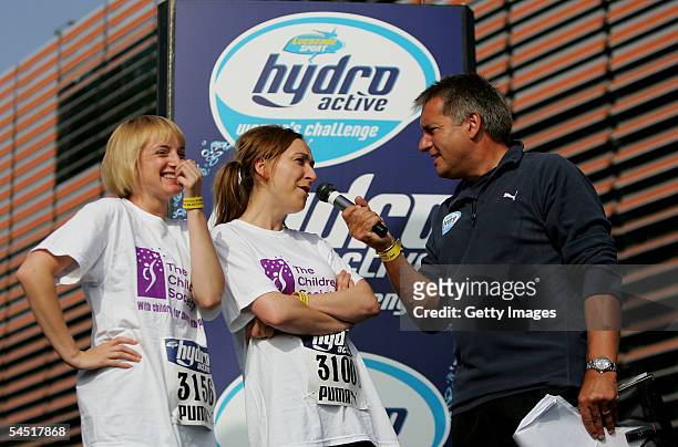 Emmerdale actresses Nicola Wheeler and Ty Glaser talk with the compare during 'The Hydro Active Challenge For Women' which is the largest womens only...