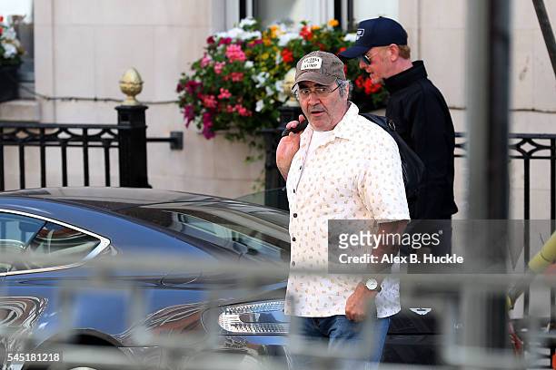 Danny Baker and Chris Evans seen after meeting James Corden at a cafe on July 6, 2016 in London, England.