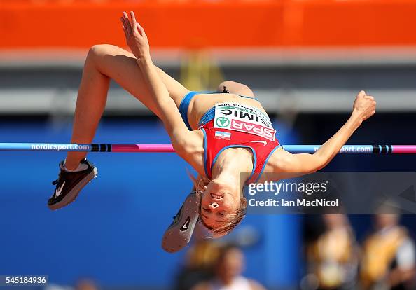 Ana Simic of Croatia in action during qualifying for the women's high