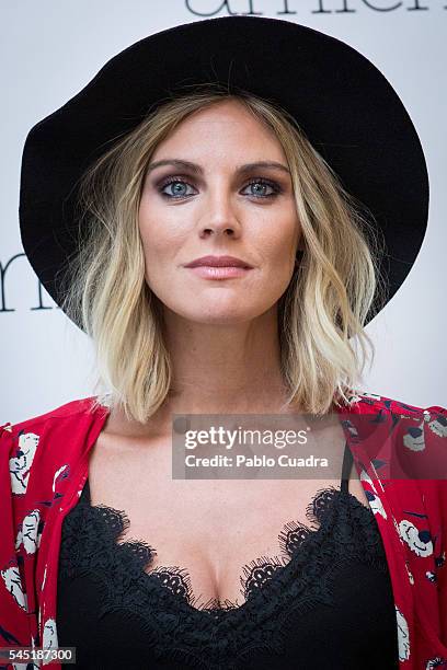 Spanish actress Amaia Salamanca attends a photocall as she is announced as Amichi new image on July 6, 2016 in Madrid, Spain.