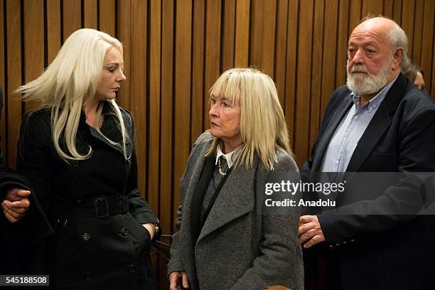 June Steenkamp and Barry Steenkamp , parents of the Reeva Steenkamp and Reeva's cousin Kim Martins are seen during South African Paralympic athlete...