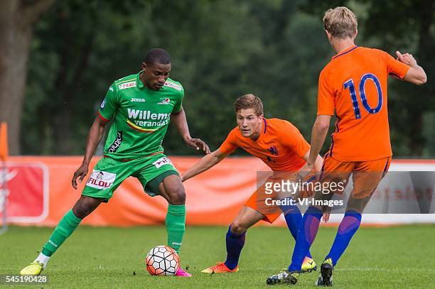 Joseph Akpala of KV Oostende, Hidde ter Avest of The Netherlands U19, Michel Vlap of The Netherlands U19 during the friendly match between...