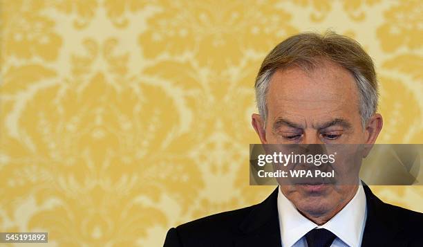 Former Prime Minister, Tony Blair arrives for a press conference at Admiralty House, where responding to the Chilcot report he said: "I express more...