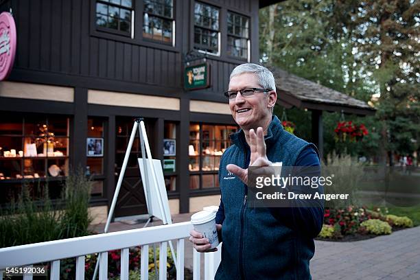 Tim Cook, chief executive officer of Apple Inc., attends the annual Allen & Company Sun Valley Conference, July 6, 2016 in Sun Valley, Idaho. Every...