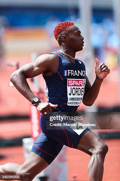 Thomas Jordier of France in action during qualifying for the 400m during the European Athletics Championships at Olympic Stadium on July 6, 2016 in...