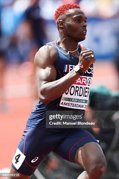 Thomas Jordier of France in action during qualifying for the 400m during the European Athletics Championships at Olympic Stadium on July 6, 2016 in...