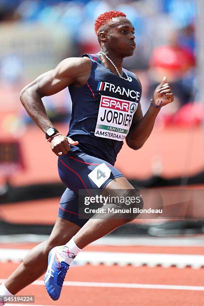 Thomas Jordier of France in action during qualifying for the 400m during the European Athletics Championships at Olympic Stadium on July 6, 2016 in...