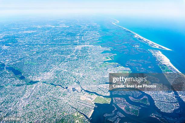 aerial view of new york, usa - new york stato foto e immagini stock