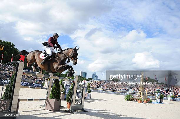 Gunder ridden by Ali Al Rumaihi during Longines Paris Eiffel Jumping on July 2, 2016 in Paris, France.