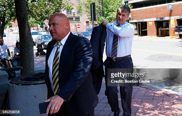 Former Boston Bruins defenseman Ray Bourque walks into Lawrence District Court in Lawrence, Mass., on July 6, 2016.
