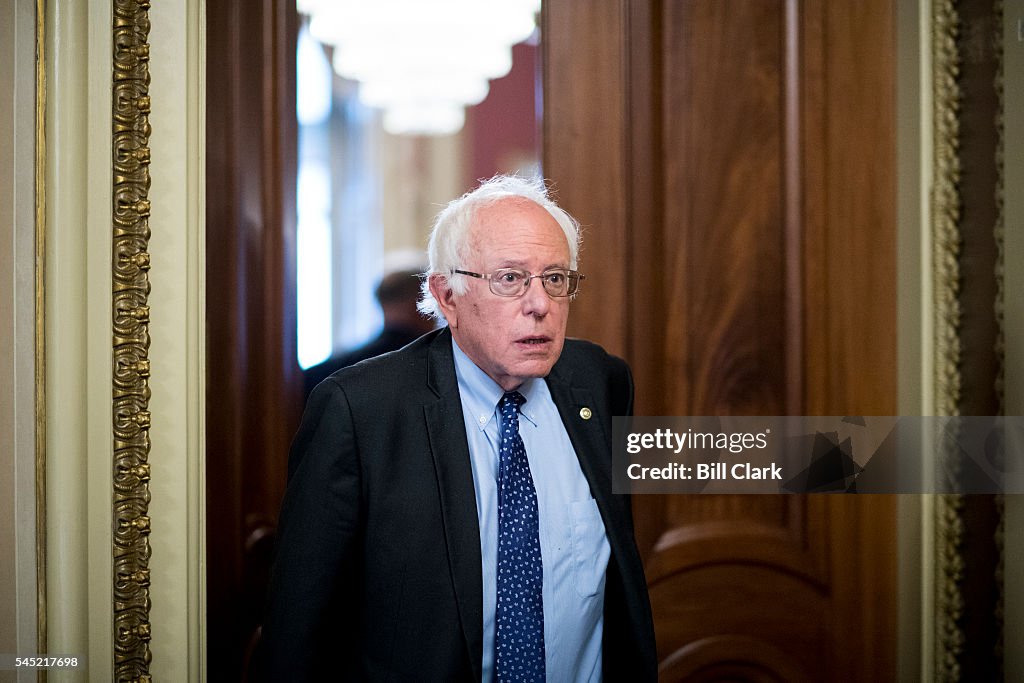 Sen. Sanders Sen. Bernie Sanders leaves the Senate Democrats' policy lunch in the ...