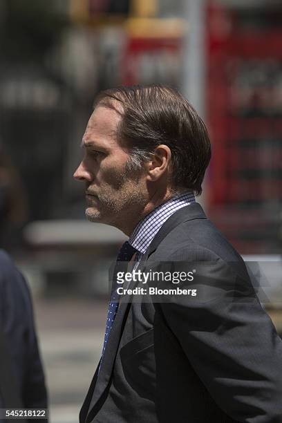 Paul Thompson, former trader at Rabobank Groep, exits federal court in New York, U.S., on Wednesday, July 6, 2016. Thompson was arrested last year in...
