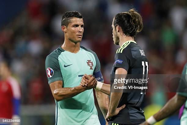 Cristiano Ronaldo of Portugal, Gareth Bale of Wales during the UEFA EURO semi-final match between Portugal and Wales on July 6, 2016 at the Stade de...