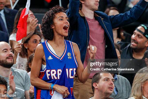 Sonia Rolland, French actress, former Miss France and godmother of the French Basketball team is assisting at the International Friendly game between...
