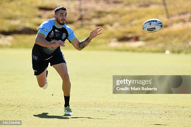 Jack Bird of the Blues passes the ball during the New South Wales State of Origin training session on July 7, 2016 in Coffs Harbour, Australia.