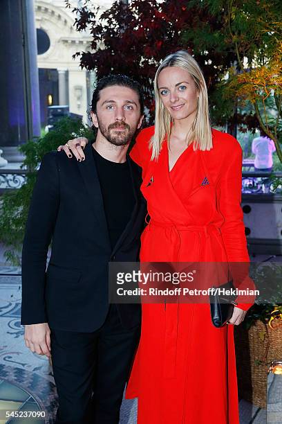 David Koma and Virginie Courtin Clarins attend the Soiree Haute Couture as part of Paris Fashion Week at Le Petit Palais on July 6, 2016 in Paris,...