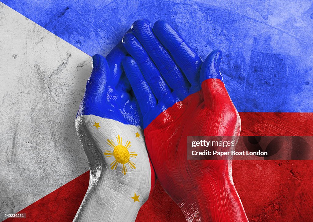 Flag of Philippines painted on two hands