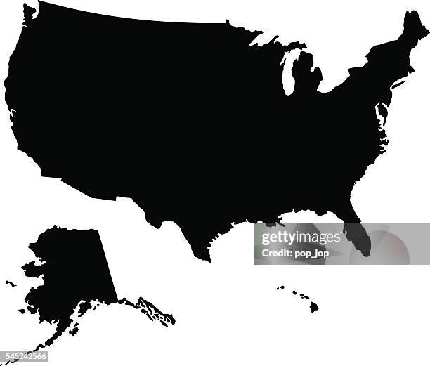 usa - black map - solid state stock illustrations