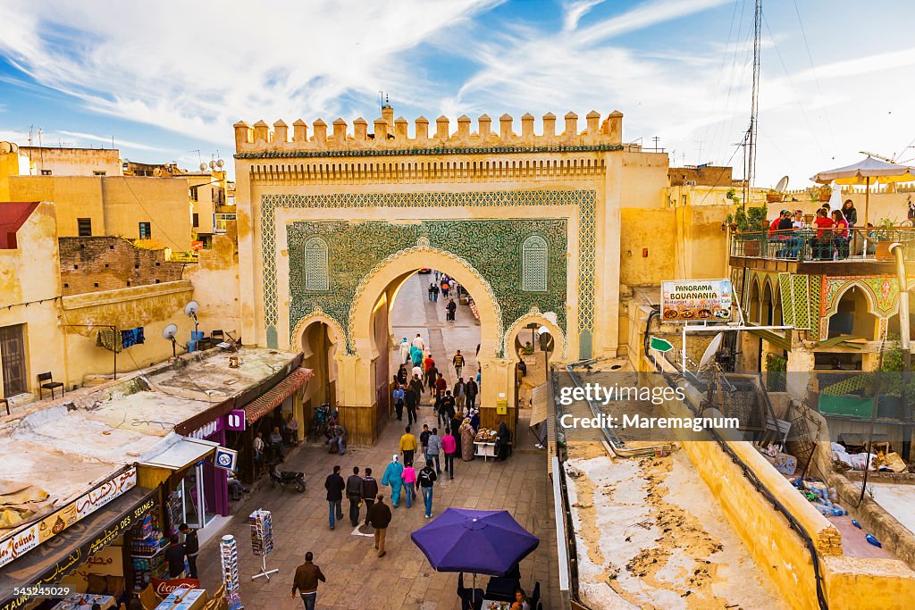 Old Fes, Medina, view of Bab (gate) Boujeloud