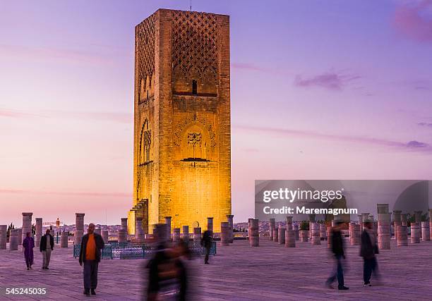 hassan mosque, ruins of the columns and minaret - rabat morocco ストックフォトと画像