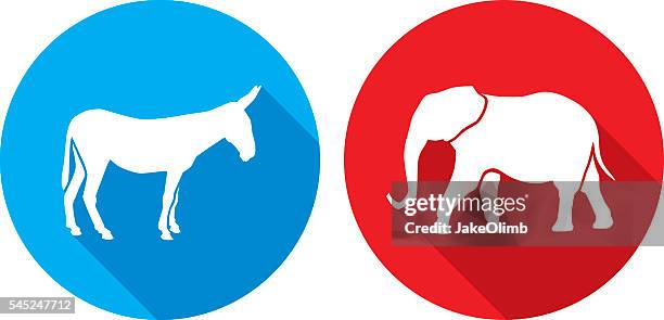 stockillustraties, clipart, cartoons en iconen met donkey elephant icon silhouettes - elephant