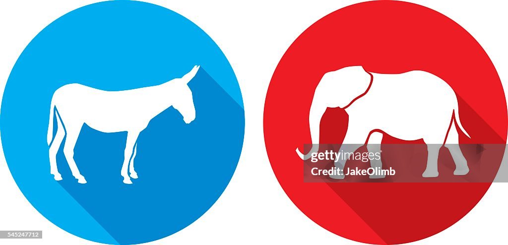Donkey Elephant Icon Silhouettes