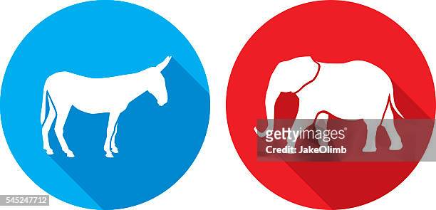 donkey elephant icon silhouettes - political party stock illustrations