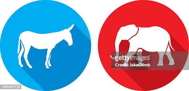 donkey elephant icon silhouettes - republican party 幅插畫檔、美工圖案、卡通及圖標
