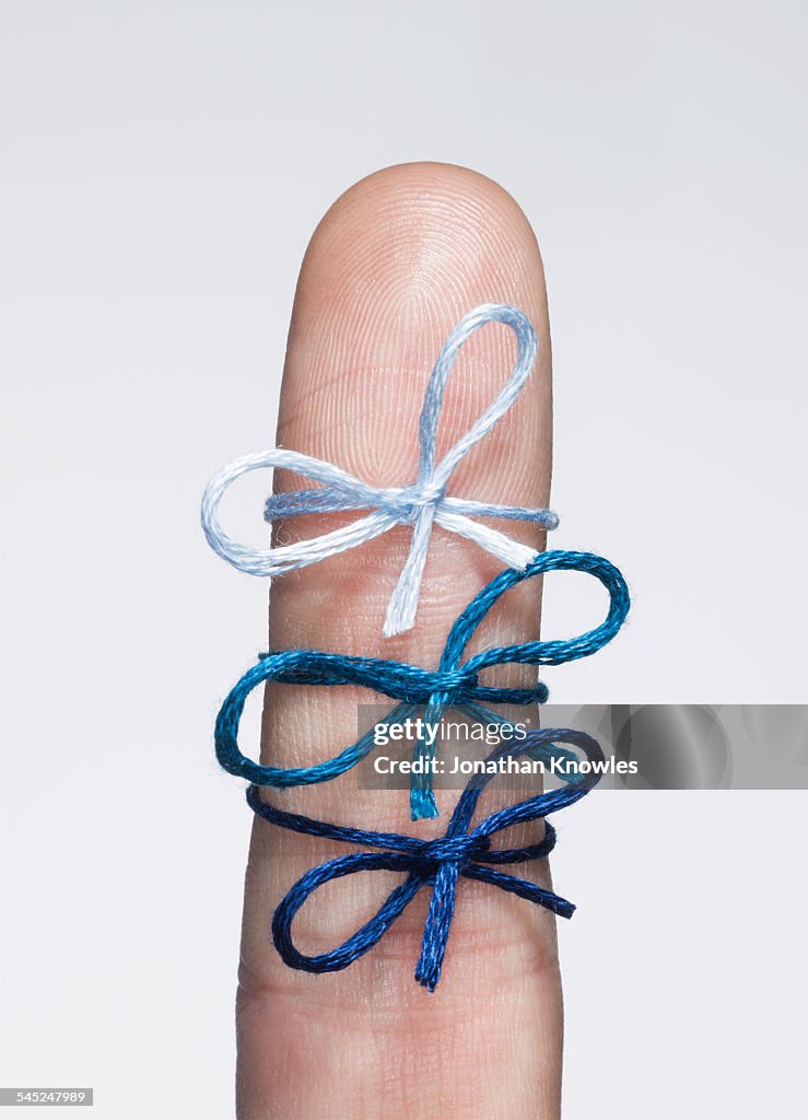 Three String Bows Tied On A Finger High-Res Stock Photo - Getty Images