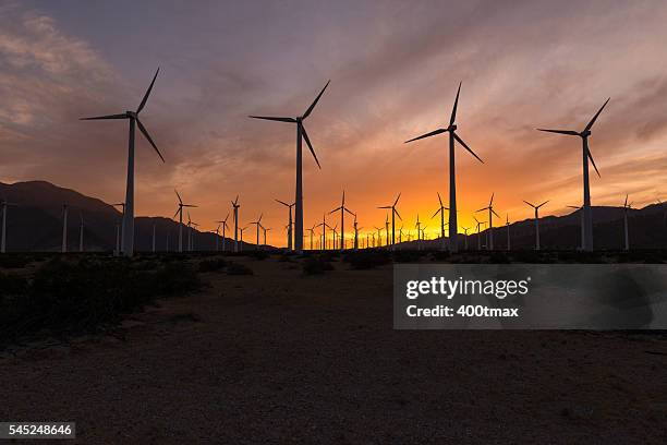 coachella valley wind turbines - coachella sunset stock pictures, royalty-free photos & images