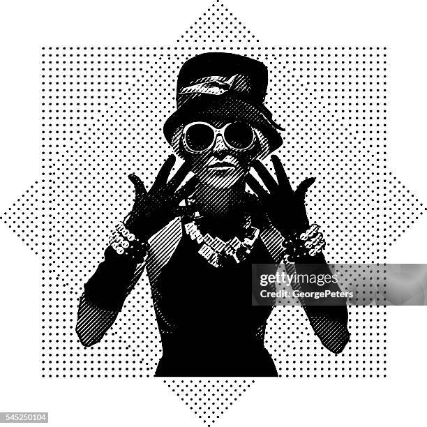 stockillustraties, clipart, cartoons en iconen met vintage fashion model dressed for clubbing - mods