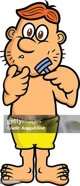 man shaving cartoon illustration - shaving face stock illustrations