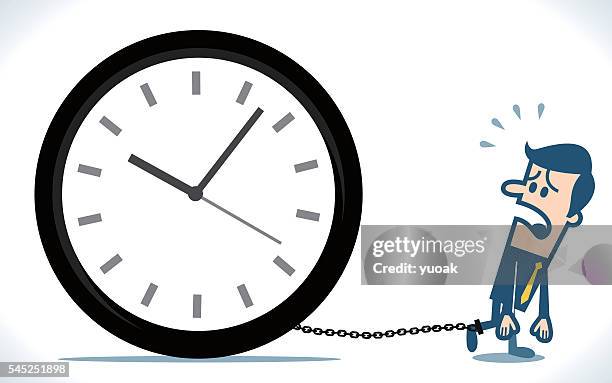 ilustraciones, imágenes clip art, dibujos animados e iconos de stock de ejecutivo están condenadas a tiempo - reloj de pared de oficina