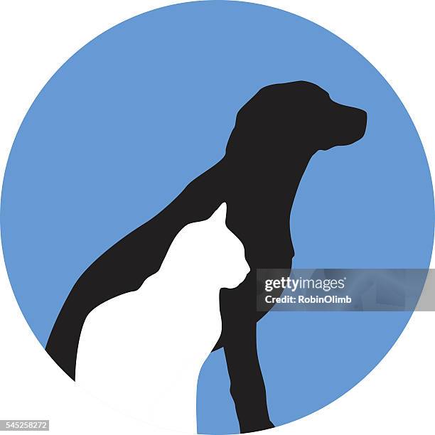 stockillustraties, clipart, cartoons en iconen met round dog and cat icon - golden retriever